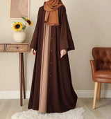 Chocolaty Brown Abaya with Stroller | Tich Button Abaya Set | China Georgette Abaya with Inner | Modest Wear