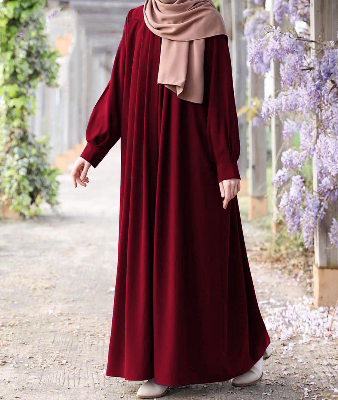 Front Zip Abaya for Women | Side Pocket & Adjustable Belt China Georgette Abaya