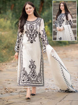 Heavy Embroidered Organza 3 Piece Suit | Frill Style Embroidered Dupatta with Trouser | Party Wear