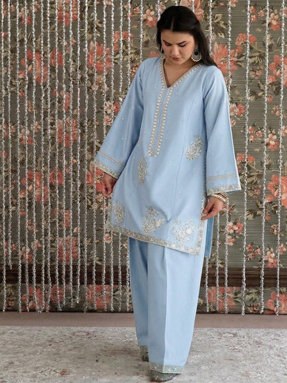 2PC Stitched Suit for Women | Embroidered Farshi Shalwar Suit | Whimsimart Collection