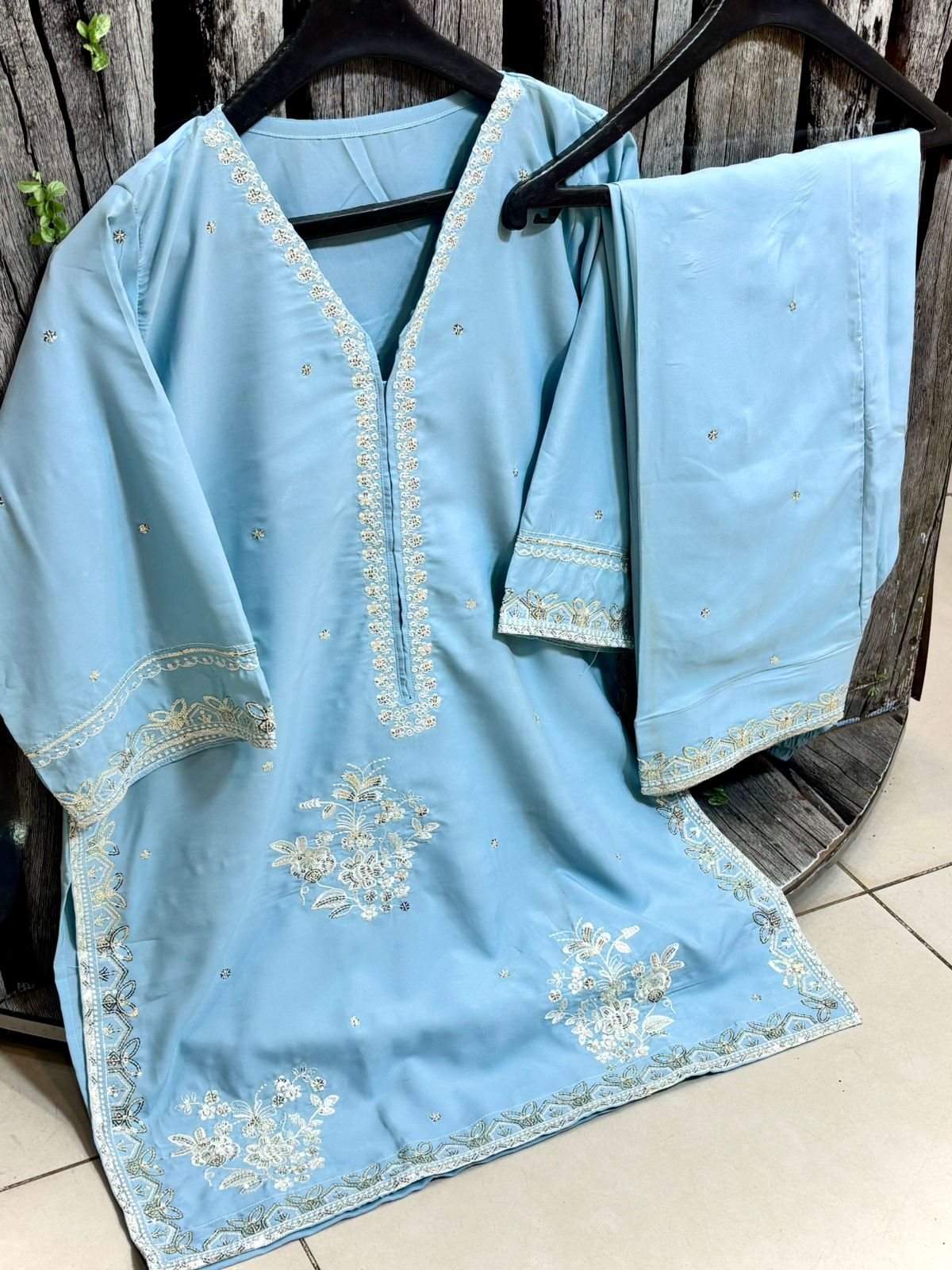 2PC Stitched Suit for Women | Embroidered Farshi Shalwar Suit | Whimsimart Collection