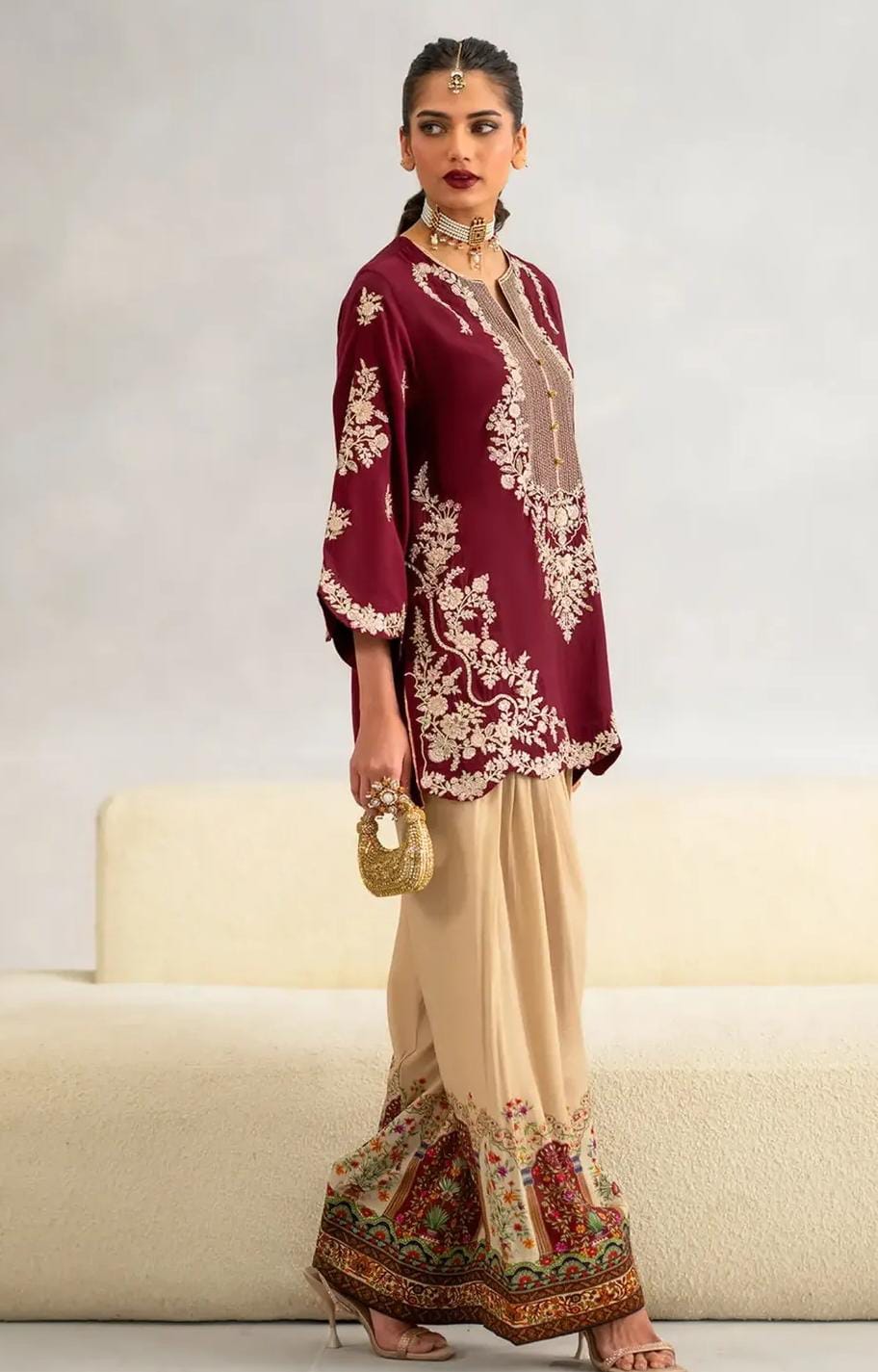 Sequence Embroidered Lawn Cotton Shirt with Embroidered Flapper | 2 Piece Stitched Dress