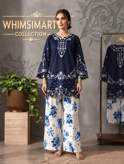 2 Piece Stitched Lawn Suit for Women | Heavy Embroidered Shirt with Farshi Shalwar | Malai Lawn Dress