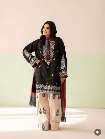2 Piece Stitched Farshi Shalwar Suit for Women | Heavy Embroidered Malai Lawn Shirt | Dori Latkan Dress