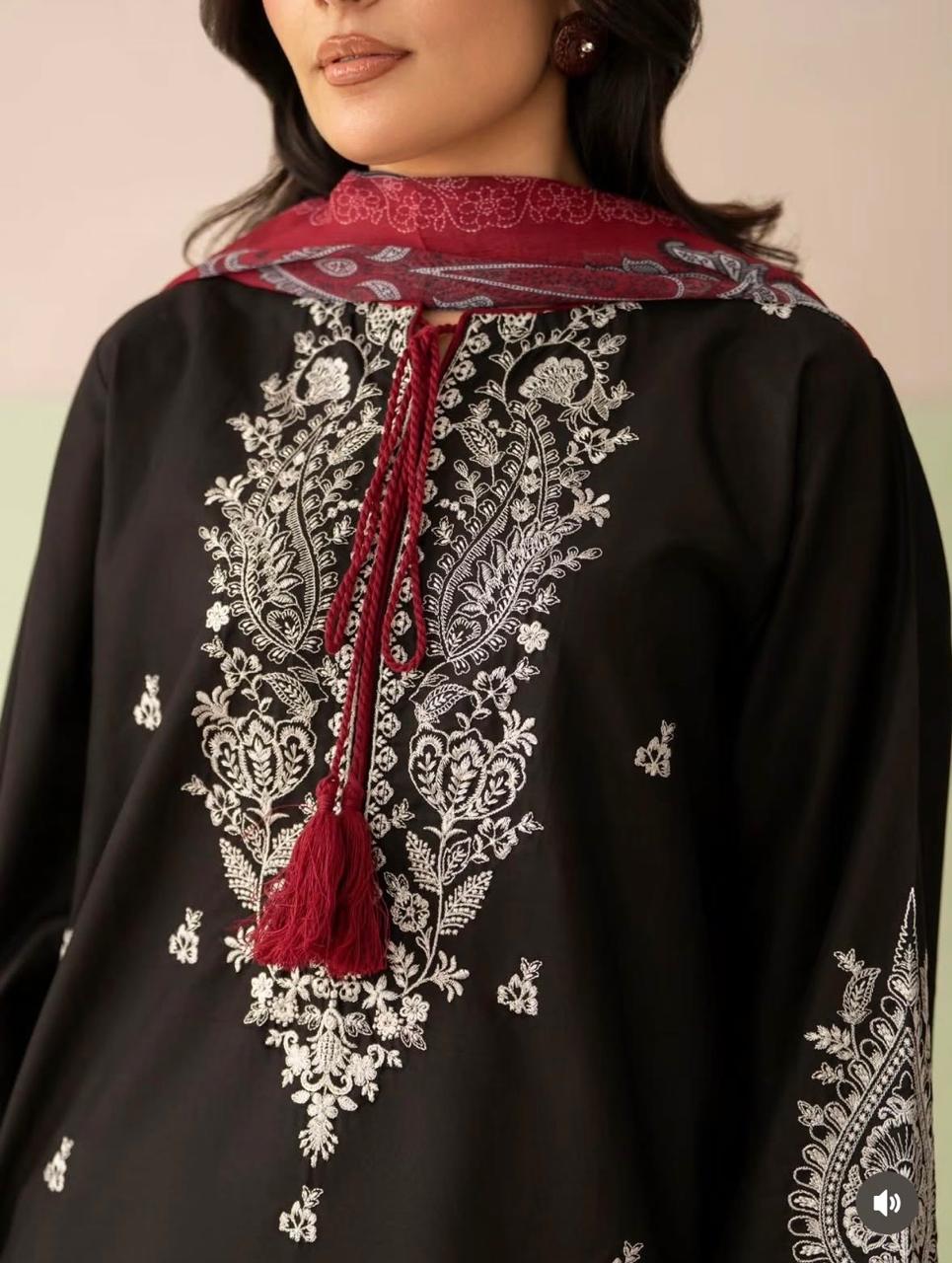 2 Piece Stitched Farshi Shalwar Suit for Women | Heavy Embroidered Malai Lawn Shirt | Dori Latkan Dress