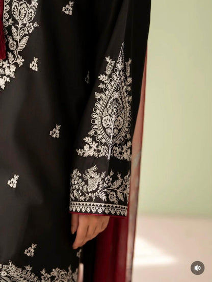 2 Piece Stitched Farshi Shalwar Suit for Women | Heavy Embroidered Malai Lawn Shirt | Dori Latkan Dress