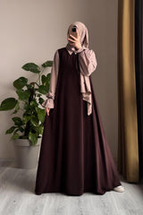 Collar Abaya with Belt & Stroller for Women | Wool Peach Abaya | Soft Fabric Modest Islamic Dress