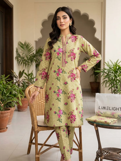 Limelight 2 Piece Co Ord Set Original Lawn Suit Unstitched Shirt Trouser 5 Meter With Brand Packing