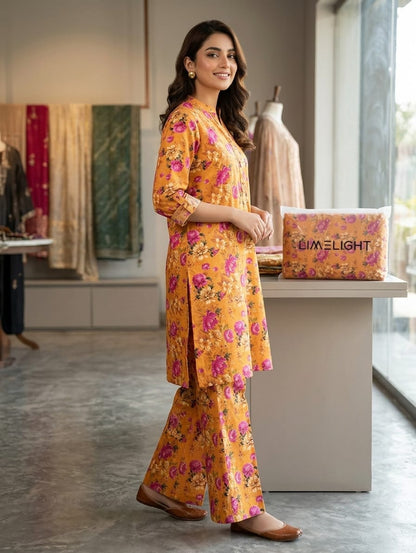 Limelight 2 Piece Co Ord Set Original Lawn Suit Unstitched Shirt Trouser 5 Meter With Brand Packing