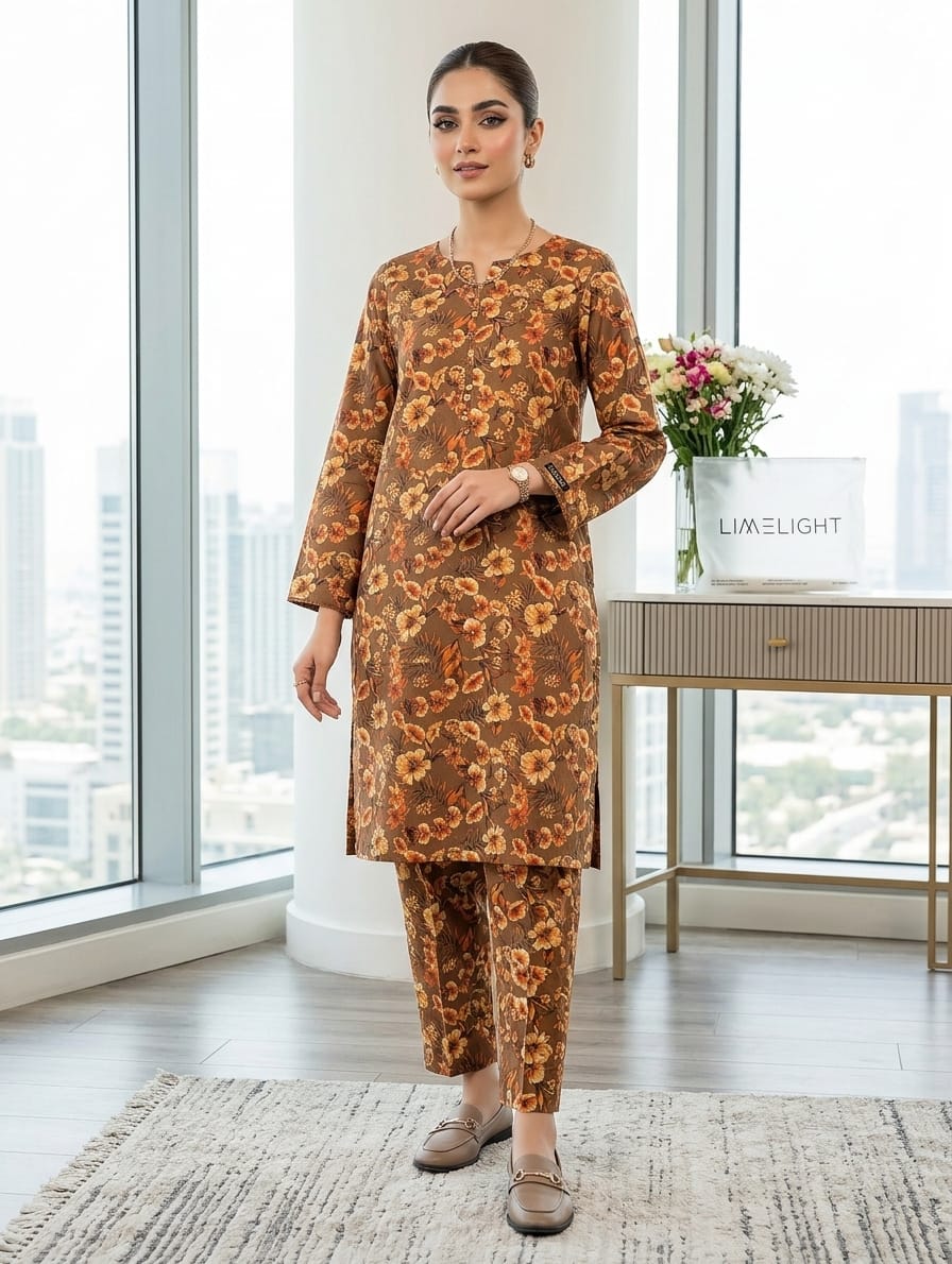 Limelight 2 Piece Co Ord Set Original Lawn Suit Unstitched Shirt Trouser 5 Meter With Brand Packing