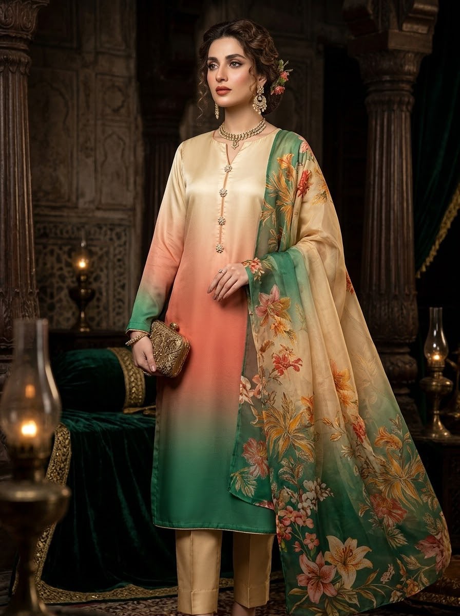 Whimsimart Collection | Soft Digital Printed China Silk 3-Piece Suit