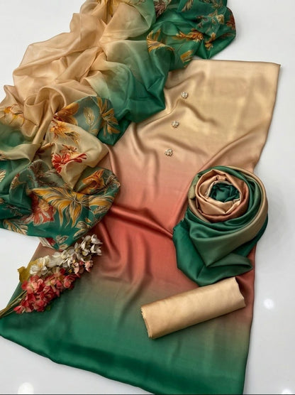 Whimsimart Collection | Soft Digital Printed China Silk 3-Piece Suit