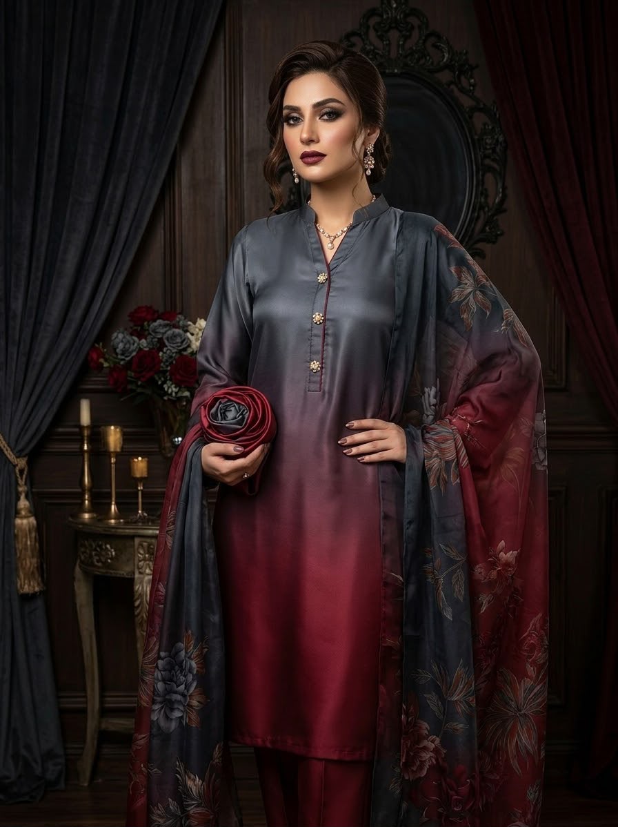 Whimsimart Collection | Graceful Digital Printed Silk Airline Trouser Set