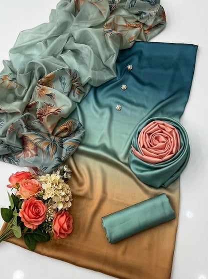Whimsimart Collection | Classic Multi-Shaded China Silk 3-Piece Outfit