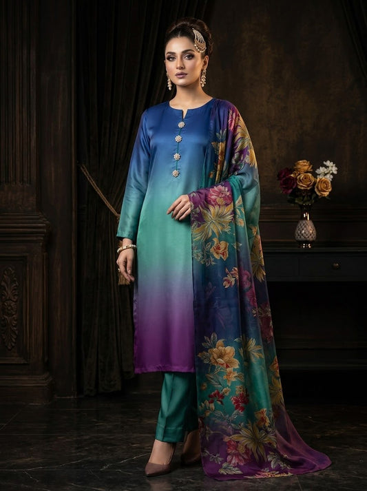 Whimsimart Collection | Stylish Silky Long Airline Shirt 3-Piece Set
