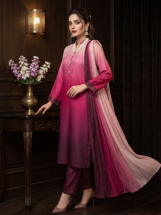 Whimsimart Collection | Premium China Silk Dupatta & Airline Suit Set
