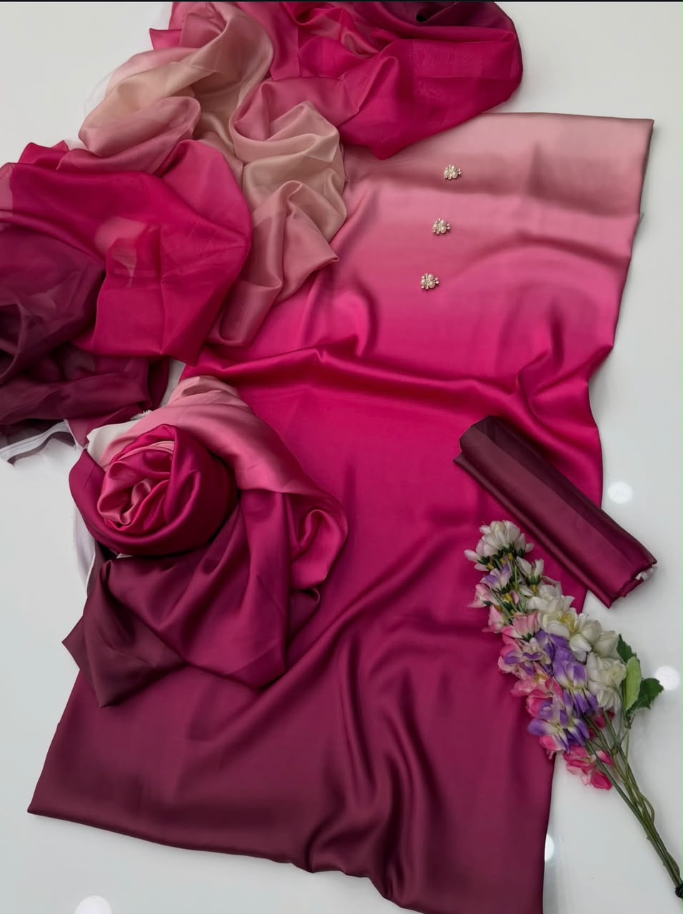 Whimsimart Collection | Premium China Silk Dupatta & Airline Suit Set