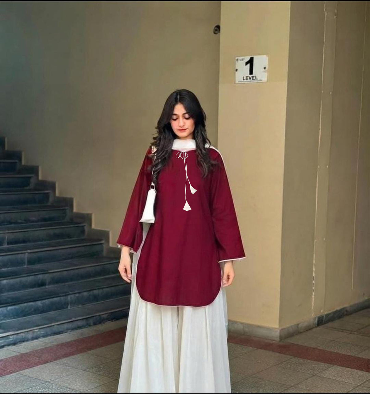 Farshi Shalwar 3Pcs Suit | Dori Latkan & Lace Work Summer Cotton Dress with Chiffon Dupatta