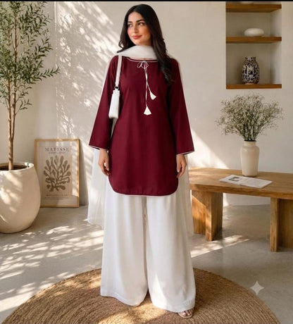Farshi Shalwar 3Pcs Suit | Dori Latkan & Lace Work Summer Cotton Dress with Chiffon Dupatta