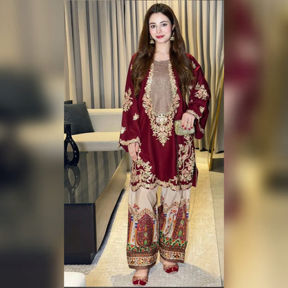 Women Sequence Embroidered Lawn Cotton Shirt | Embroidered Front & Daman | 2 Piece Suit