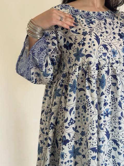 3 Piece Stitched Frock Suit for Women | Digital Printed Doria Lawn Frock | Flapper & Munar Lawn Dupatta