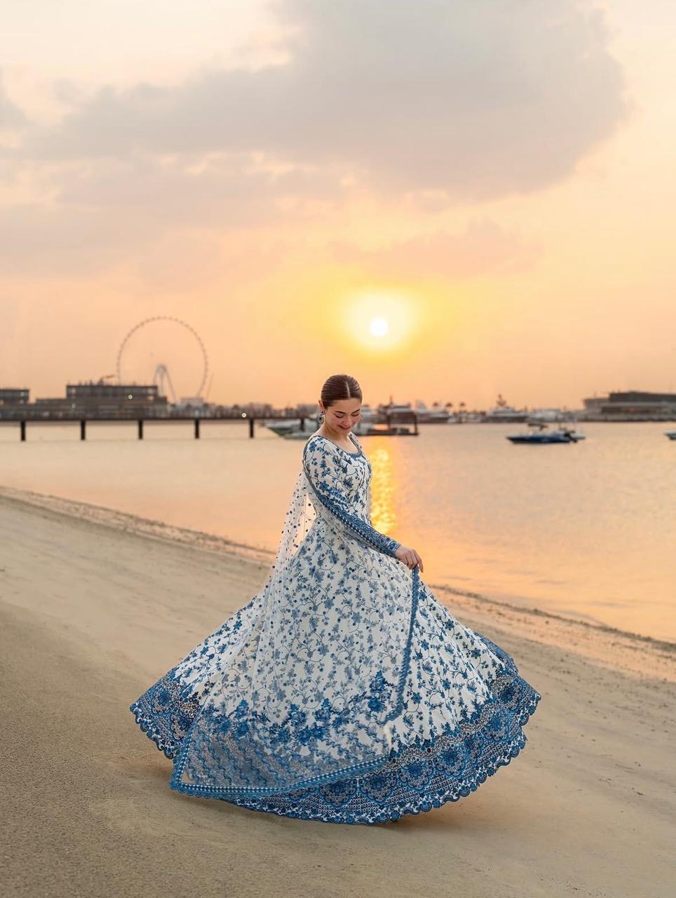 3 Piece Stitched Frock Suit for Women | Digital Printed Doria Lawn Frock | Flapper & Munar Lawn Dupatta