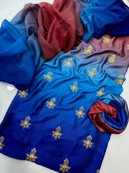 Full Embroidered 3 Piece Suit for Women | Silky Fabric with Thread & Sitara Work | Festive Dress