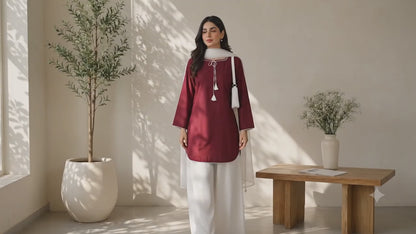 Farshi Shalwar 3Pcs Suit | Dori Latkan & Lace Work Summer Cotton Dress with Chiffon Dupatta
