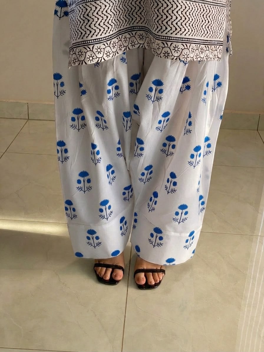 Blue Berry Printed Shirt with Farshi Shalwar 2 Piece | Summer Cotton Dress | Whimsimart Collection